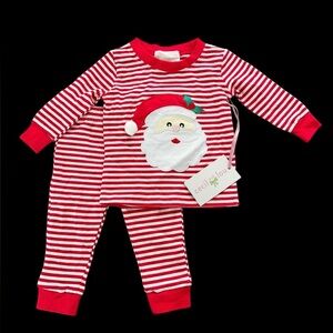NWT Cecil and Lou Baby 3 Months Red Striped Santa‎ Claus Pajama Set Christmas